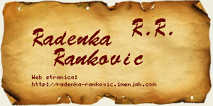 Radenka Ranković vizit kartica